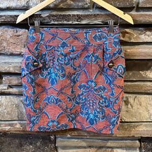 Tulle Anthropologie Orange Tweed Floral Mini Skirt
